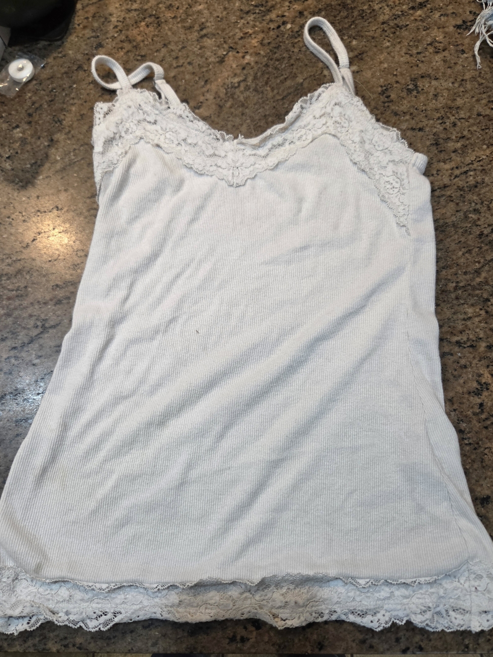 Hollister Cream Lace-Trim Cami Tank Top